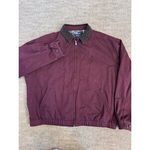 VTG 90s Polo Ralph Lauren Burgundy Harrington Jacket Corduroy Collar Sz 2XL